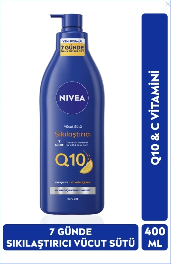 لوسیون بدن سفت کننده Nivea Q10 ، حاوی ویتامین ث ، مخصوص پوست های خشک ، بدون پارابن ،حجم ۴۰۰ میلی لیتر