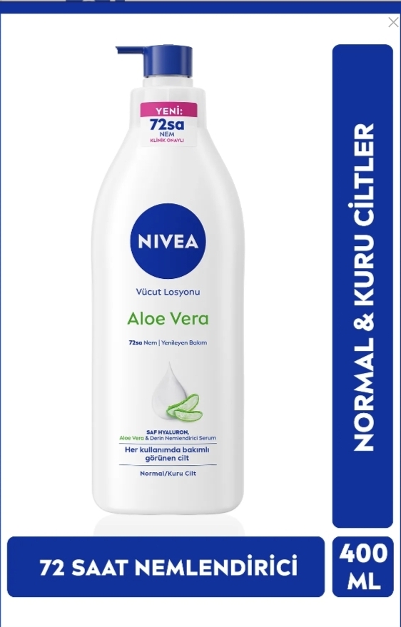 لوسیون بدن مرطوب کننده آلوئه ورا نیوآ ،طراوت بخش با ماندگاری ۷۲ ساعت ،بدون پارابن ، حجم ۴۰۰ میلی لیتر