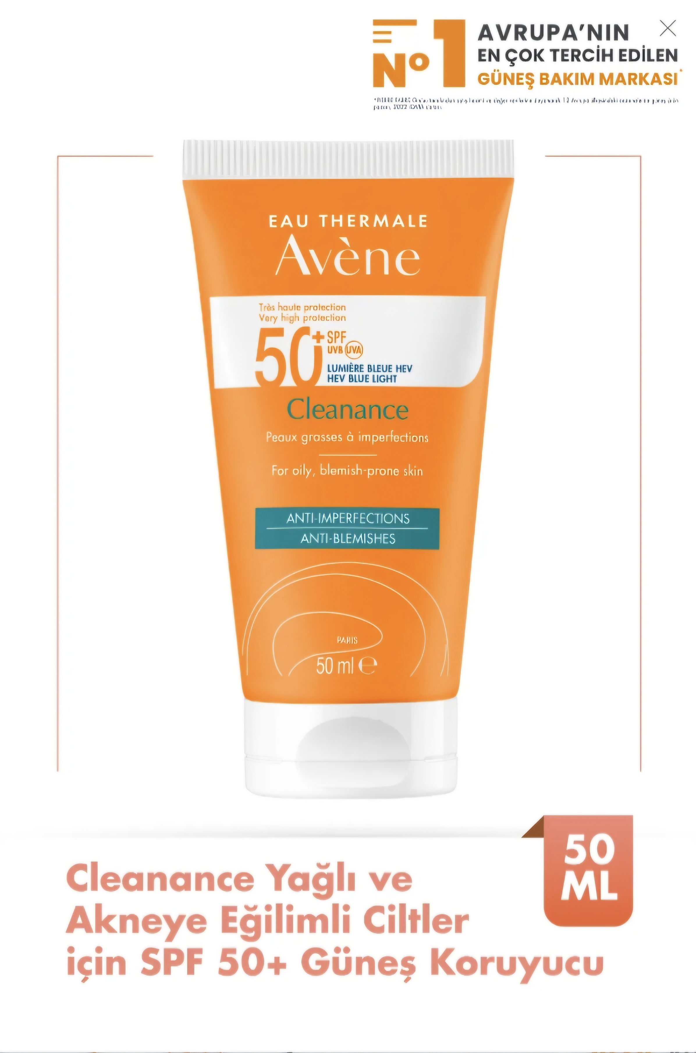 کرم ضدآفتاب با محافظت بالای Avene Cleanance ،SPF50 مخصوص پوست چرب و مستعد آکنه ، حجم ۵۰ میلی لیتر