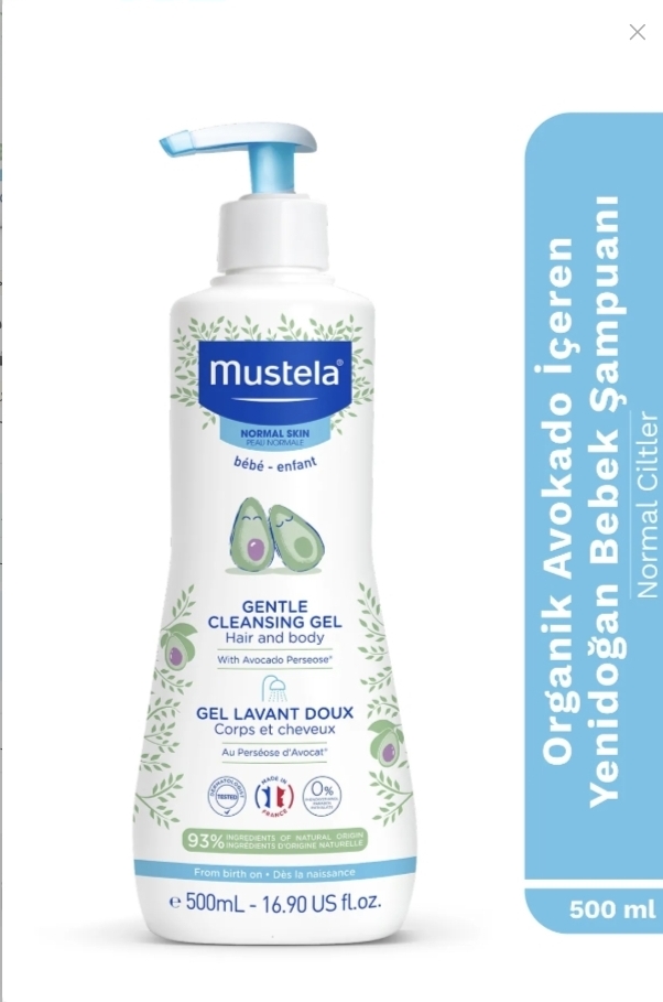 شامپو سروبدن بدون اشک نوزاد mustella  ،حاوی روغن آووکادو ،۱۰۰٪ طبیعی ، حجم ۵۰۰ میلی لیتر