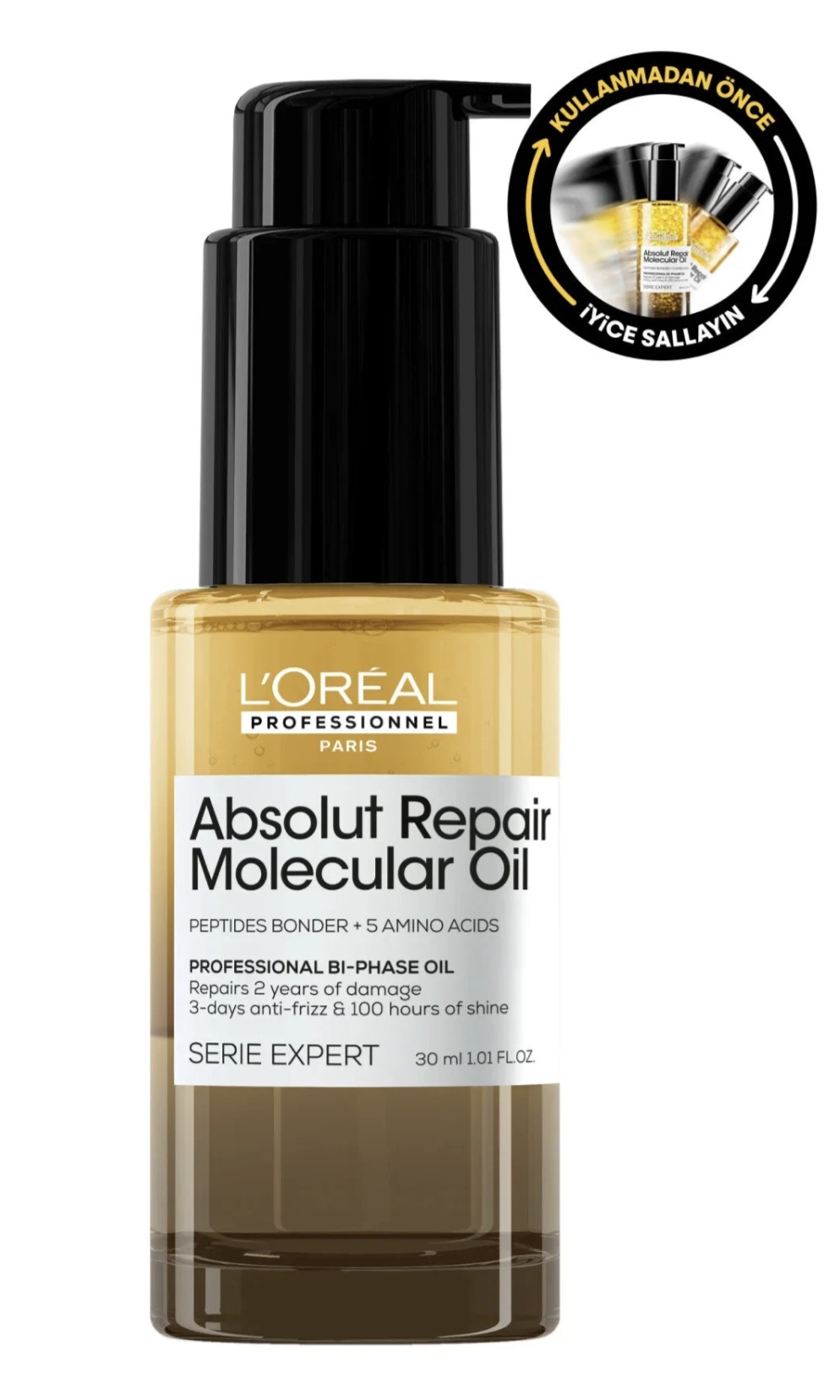 روغن موی دوفاز لورآل پروفشنال ، سری Absolut Repair Molecular ، حجم ۳۰ میلی لیتر