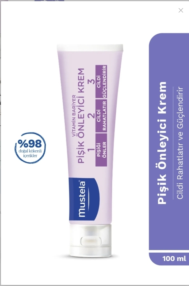 کرم مراقبتی و مرطوب کننده mustella مدل  1...2...3...Vitamin Barrier ، مخصوص جلوگیری از بثورات پوشک کودک ، حجم ۱۰۰ میلی لیتر