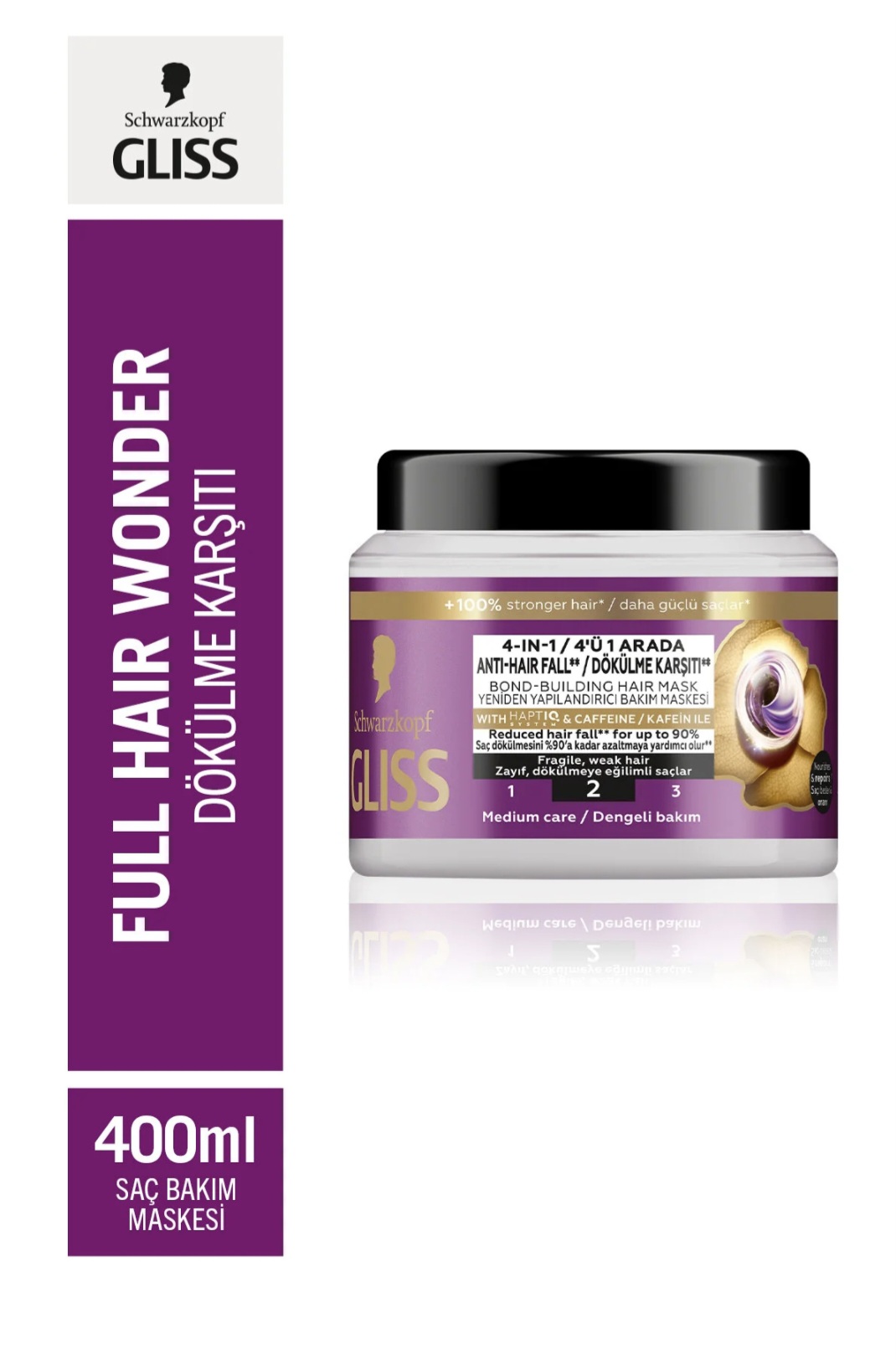 ماسک موی ۴ در ۱ ، ضدریزش و تقویت کننده گلیس Gliss مدل Full Hair Wonder شوارتسکف ، حجم ۴۰۰ میلی لیتر
