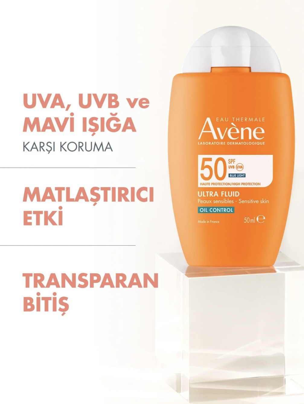 کرم ضدآفتاب اولترا فلوئیدی اَون ، با محافظت بسیار بالا SPF 50  , کنترل کننده ی چربی پوست ، مناسب پوست چرب ، حجم ۵۰ میلی لیتر