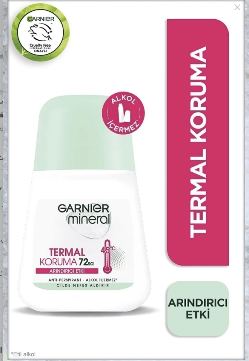 دئودورانت رولی زنانه گارنیه مدل Mineral Thermal Protection حجم ۵۰ میلی لیتر ،ارگانیک ،محصول فرانسه